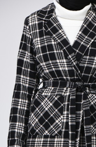 Plaid Patterned Winter Cape Black 1048A-01