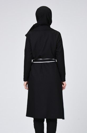 Button Detailed Belted Cape Black 0253-05