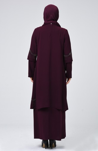 Plum Hijab Evening Dress 1003-01