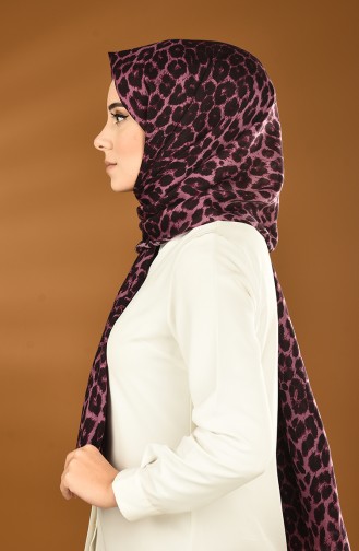 Alisya Leopard Printed Shawl Black Purple 13154-08