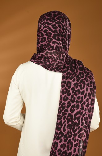 Alisya Leopard Printed Shawl Black Purple 13154-08