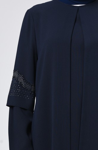 Navy Blue Hijab Evening Dress 1003-02