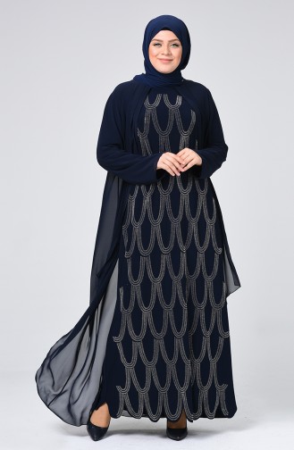 Dunkelblau Hijab-Abendkleider 6286-01
