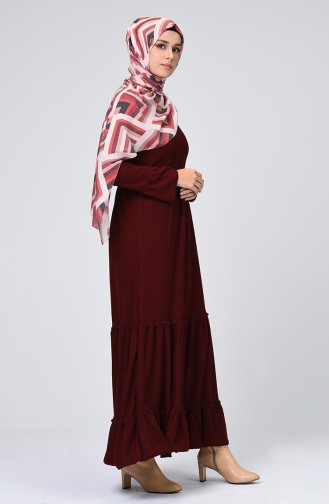 Claret Red Hijab Dress 1211-02