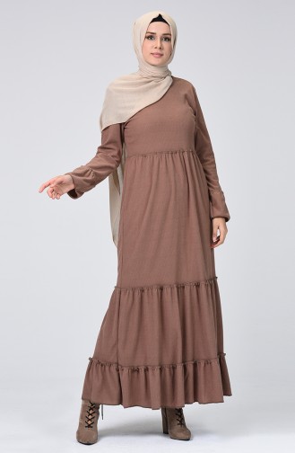 Milk Coffee Hijab Dress 1211-03