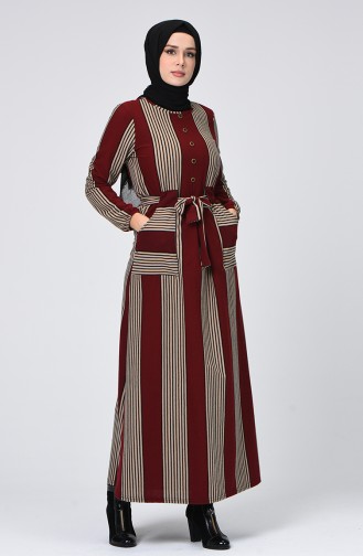 A Pile Kışlık Elbise 1216-01 Bordo