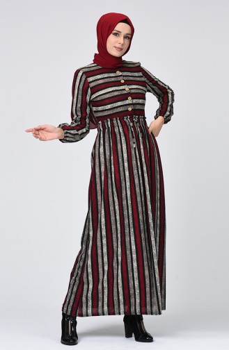 Claret Red Hijab Dress 1217-01