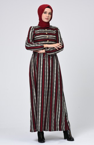 Claret Red Hijab Dress 1217-01