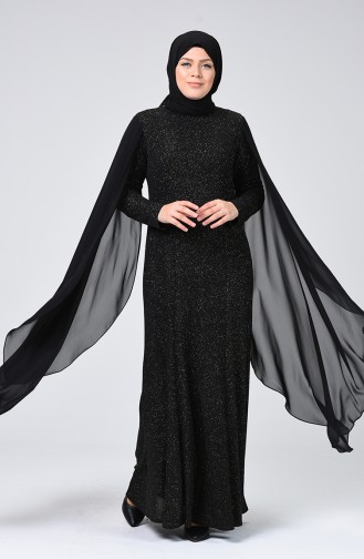 Black Hijab Evening Dress 1311-01