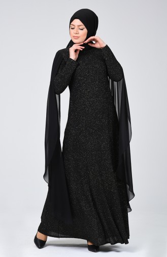 Black Hijab Evening Dress 1311-01