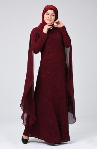 Claret Red Hijab Evening Dress 1311-03