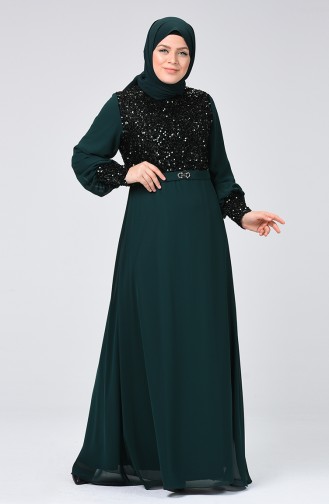 Smaragdgrün Hijab Kleider 1312-01
