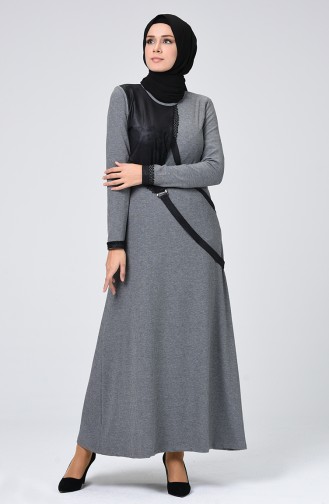 Grau Hijab Kleider 0129-01