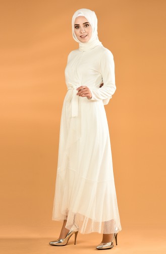 Weiß Hijab Kleider 5014-04