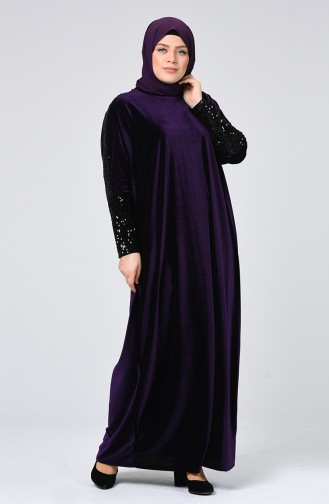 Pailletten Kleid aus Samt 1077-01 Violett 1077-01
