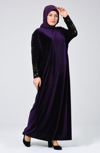 Pailletten Kleid aus Samt 1077-01 Violett 1077-01