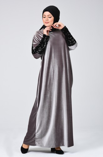 Dark Beige Hijab Dress 1077-02