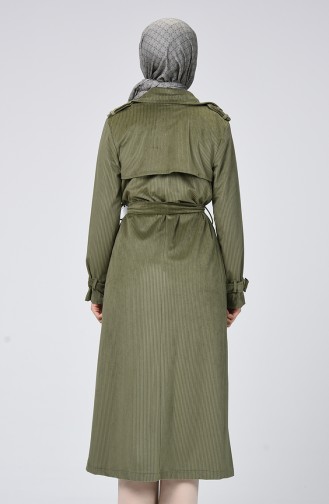 Trench Coat Velours Avec Ceinture 5872-01 Khaki 5872-01