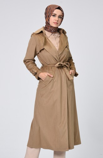 Trench Coat Velours Avec Ceinture 5872-04 Vison 5872-04