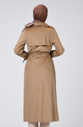 Trench Coat Velours Avec Ceinture 5872-04 Vison 5872-04