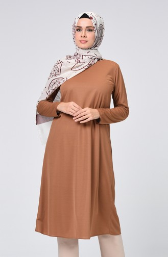 Düz Uzun Tunik 0558-06 Taba