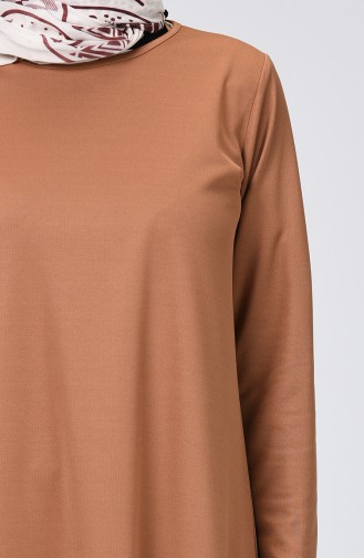 Düz Uzun Tunik 0558-06 Taba