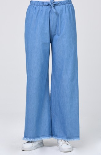 Elastic Denim Trousers Light Blue 4083-02