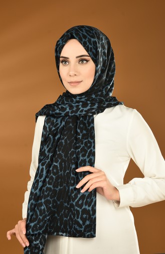 Alisya Leopard Printed Shawl Black Petroleum 13154-09