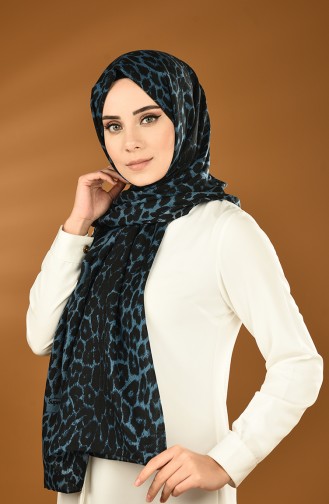 Alisya Leopard Printed Shawl Black Petroleum 13154-09