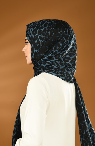 Alisya Leopard Printed Shawl Black Petroleum 13154-09