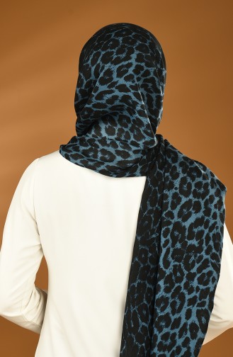 Alisya Leopard Printed Shawl Black Petroleum 13154-09