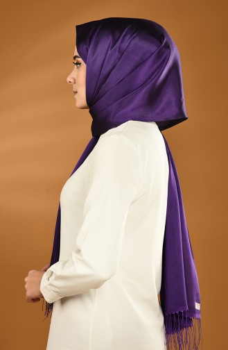 Plain Tasseled Satin Shawl Dark Purple 0043-115