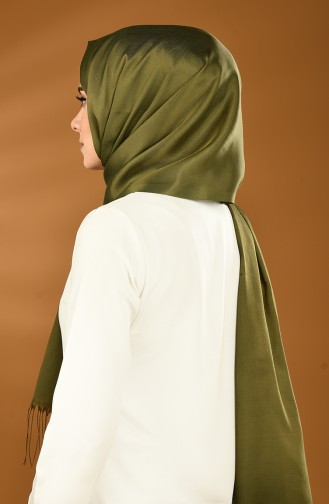 Plain Tasseled Satin Shawl Khaki 0043-124