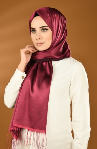 شال سادة ساتان مزين بشرابة فوشيا 0043-130