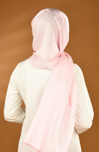 Düz Püsküllü Saten Şal 0043-503 Toz Pembe 0043-503