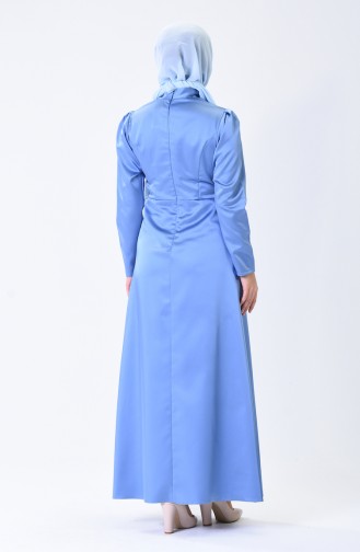 Blue Hijab Evening Dress 1008-01