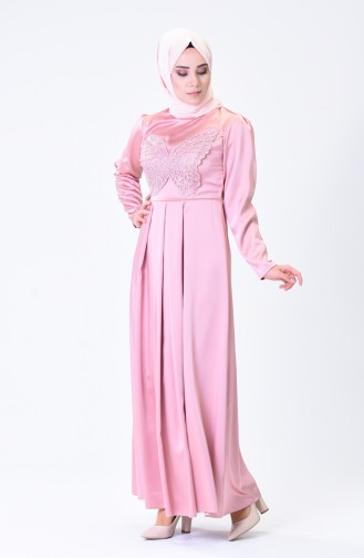 Powder Hijab Evening Dress 1008-02