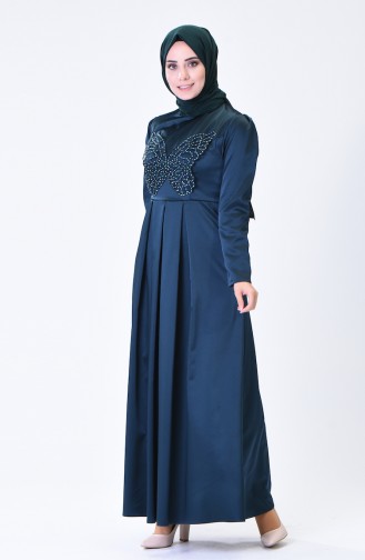 Petroleum Hijab-Abendkleider 1008-03