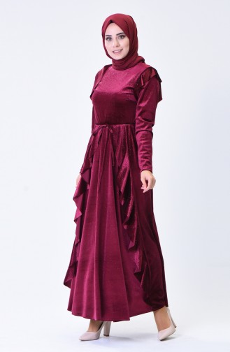 Robe Velours a Paillettes 1008-01 Plum 1008-01