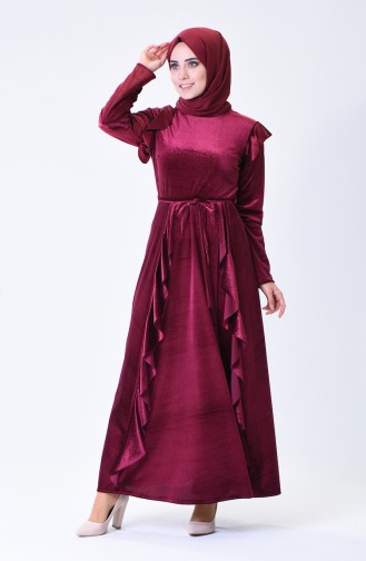 Robe Velours a Paillettes 1008-01 Plum 1008-01