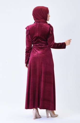 Robe Velours a Paillettes 1008-01 Plum 1008-01