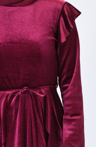 Robe Velours a Paillettes 1008-01 Plum 1008-01