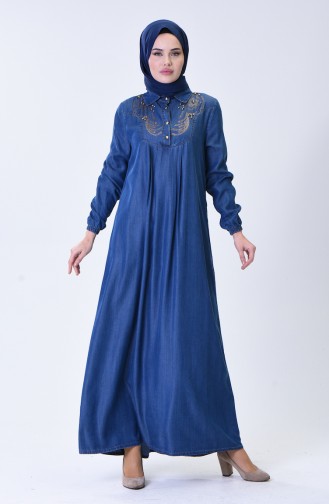Blau Hijab Kleider 9141-01