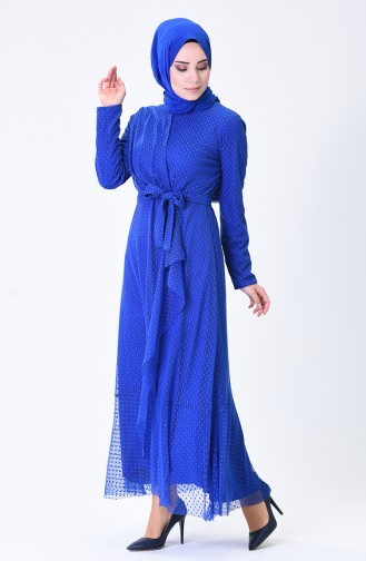 Saks-Blau Hijab Kleider 5014-03