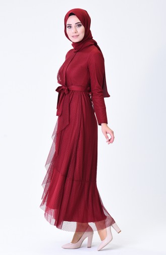 Weinrot Hijab Kleider 5014-05