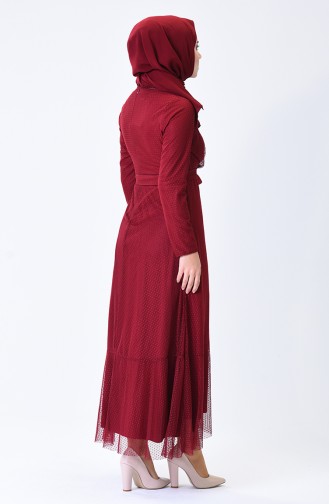 Weinrot Hijab Kleider 5014-05