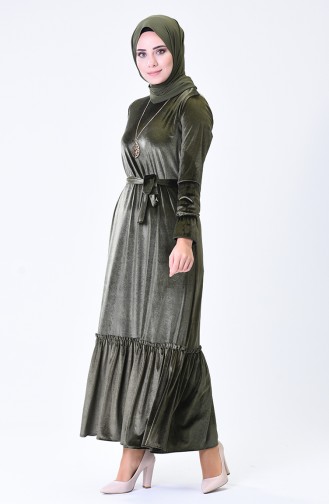 Khaki Hijab Dress 5053-03