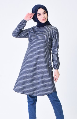 Elastic Sleeve Winter Tunic Navy Blue 1138B-03