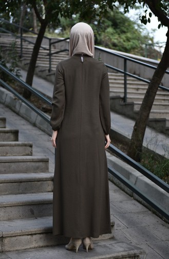 Khaki Hijab Dress 8101-01
