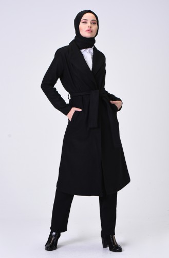 معطف طويل أسود 6020-03